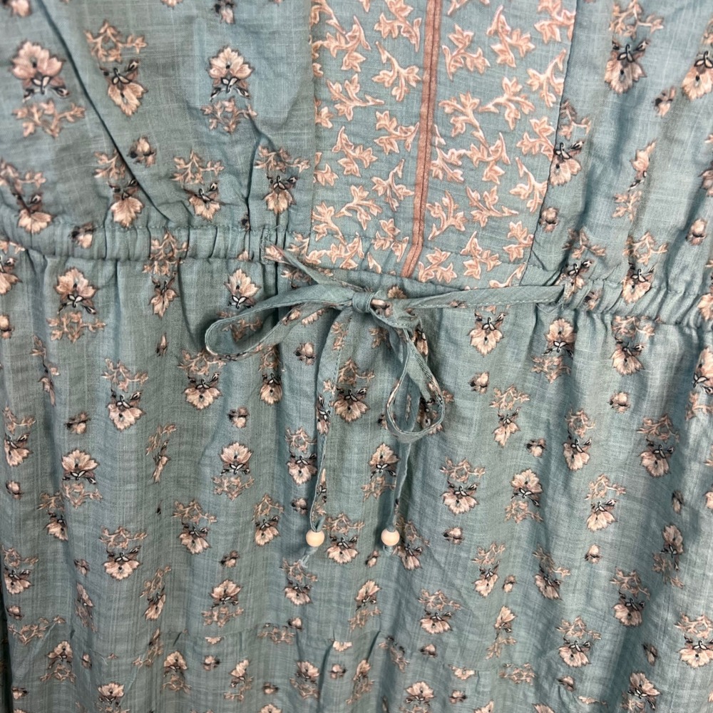 Lucky Brand Midi Dress Plus Size 3X Mint Sage Floral Tiered Boho Cottagecore NWT - Picture 7 of 10